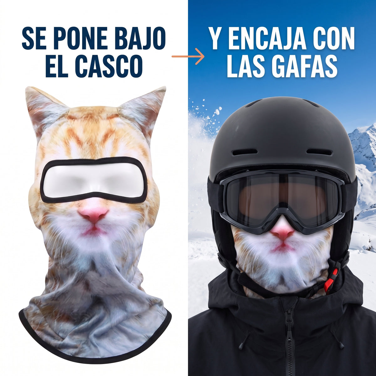 Pasamontañas Animal con Orejas para Esquí